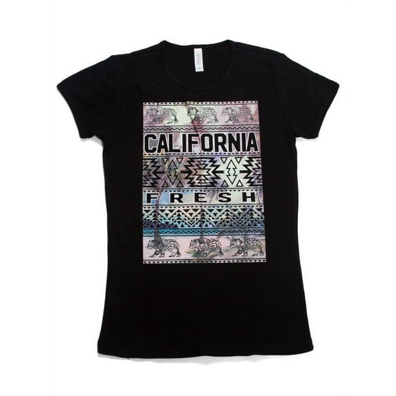 Womens California Tribal Bear Short-Sleeve T-Shirt - Black - Large