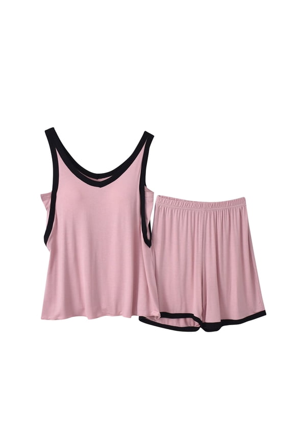 Womens Cami Pajama Set Sleeveless Racerback Tank Top Pjs Modal Cotton Comfy Soft Sleepwear Loungewear for Summer
