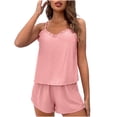 thumbnail image 1 of Womens Cami Pajama Sets Camisole Pjs Sleepwear Ruffle Hem Sleeveless Tops Shorts 2 Piece Lounge Set, XXL, 1 of 7