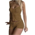 thumbnail image 1 of Womens Cami Pajama Sets Cute Polka Loungewear Suits Sleeveless Cropped Camisole Tops Matching Shorts 2 Piece Sleepwear Home Outfits Coffee S, 1 of 7
