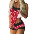 thumbnail image 1 of Womens Cami Pajama Sets Cute Print Tank Top Pjs and Shorts Camisole Lounge Set Sexy Lace Trim Sleepwear, 1 of 5