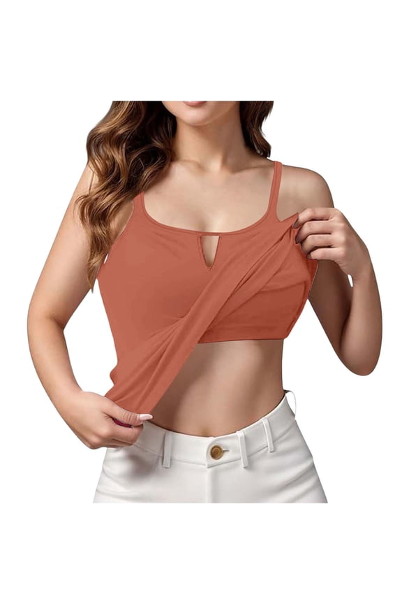 Womens Cami Tank Top with Built-in Bra Wireless Padded Sleeveless Summer Basic Layering Vest Top Soft Shell Tee XXXXXXL