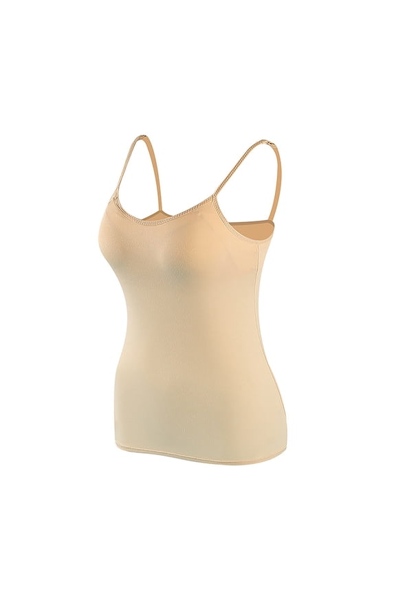 Womens Cami Tank Top with Fixed Cups Wireless Padded Sleeveless Summer Basic Layering Vest Top Soft Shell Tee L