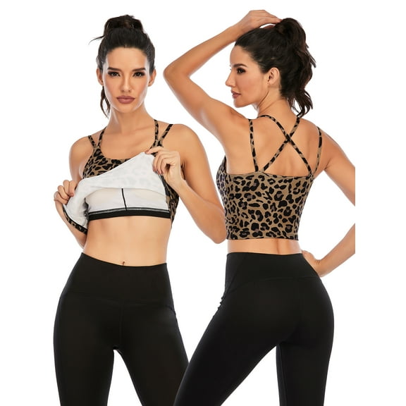 Crop Tank Tops Sport Bras for Women Longline Padded Bra Yoga Crop Tank Tops Fitness Workout Running Top Camisole Crop