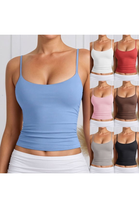 Womens Camisole Spaghetti Strap Tank Tops Crop Going Out Adjustable Cute Tops Summer Clothes White Xxl