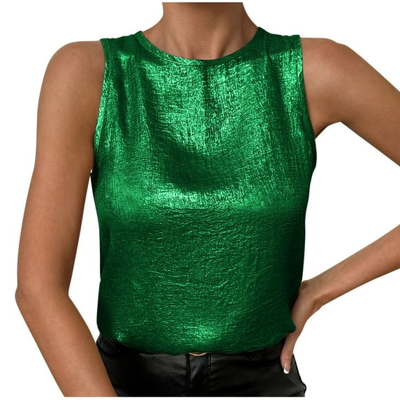 Womens Camisole Tank Tops Crew Neck Strap Blouses Cross Back Sleeveless Cami Shirt Green XXL