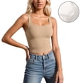 thumbnail image 1 of Womens Camisole Tank Tops Khaki Tank Top Built in Bra Wide Strap Cami Tank Tops Womens Undershirts Camisole, 1 of 6