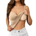 thumbnail image 1 of Womens Camisole Tank Tops V Neck Tank Top with Built in Bra Adjustable Spaghetti Strap Yoga Shirts Basic Tank Tops Layer Padded Bra Double Lined Camisole Summer (Beige,S), 1 of 6