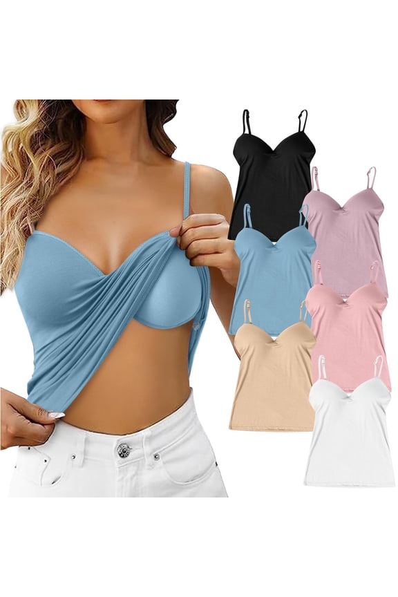 Womens Camisole Tank Tops with Built in Bra Adjustable Spaghetti Strap Yoga Shirts Basic Tank Tops Layer Padded Bra Beige, Size L