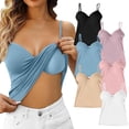 thumbnail image 1 of Womens Camisole Tank Tops with Built in Bra Adjustable Spaghetti Strap Yoga Shirts Basic Tank Tops Layer Padded Bra Black, Size L, 1 of 7