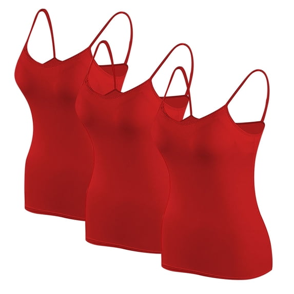 Womens Camisole Tank With Built In Bra,Women's Cotton Camisole Tank Tops Fitted Tank Tops For Women 3-Pack Red 3XL