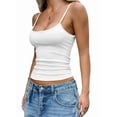 thumbnail image 1 of Womens Camisole Tops Square Neck Ribbed Tank Tops Spaghetti Straps Sleeveless Summer Shirt White XL, 1 of 8