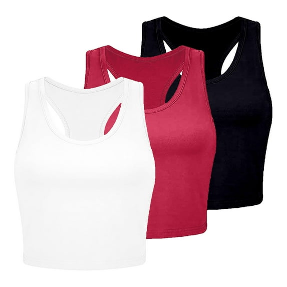 Womens Camisole,Women's 3 Piece Tank Tops Ribbed Seamless Workout Exercise Shirts Yoga Crop Tops,Crop Top Tanks for Women(Size:L)