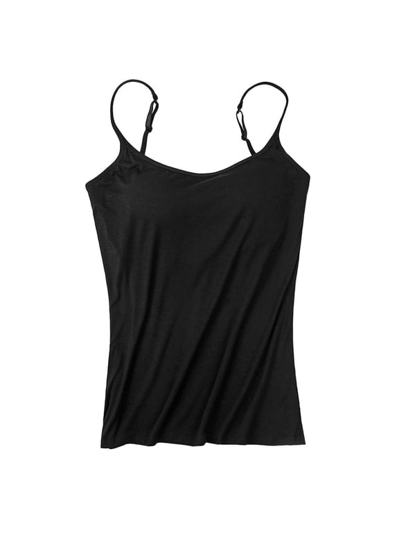 Womens Camisoles Tops with Built in Padded Bra Basic Breathable Tank Top