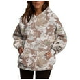 thumbnail image 1 of Womens Camo Hoodies Maple Leaf Print Oversized Long Sleeve Hooded Sweatshirt Casual Loose Tops with Kangaroo Pocket, 1 of 4