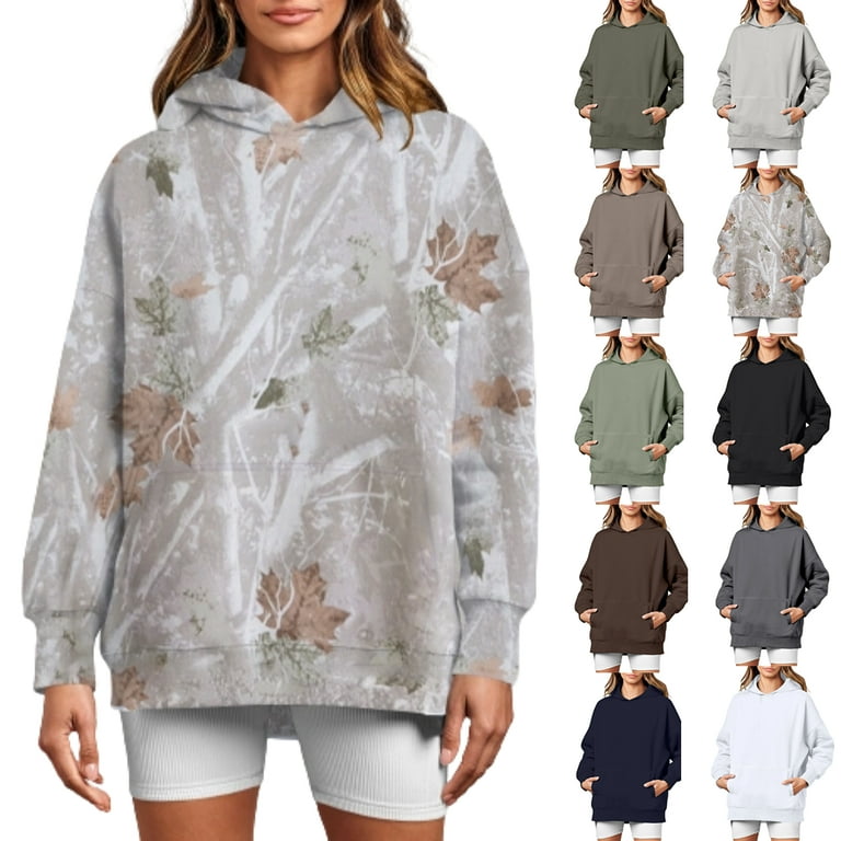 【完売商品】FELIM OVERSIZED CAMO HOODIE faweinjia Women Camo Hoodie Maple-Leaf Print Oversized