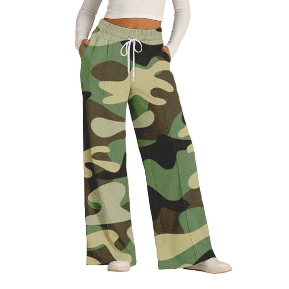 Womens Camo Pants Loose Baggy Cargo Pant High Rise Casual Wide Leg Sweatpants Drawstring Elastic Y2k Streetwear Trousers with Pockets