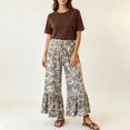 thumbnail image 1 of Womens Camo Print Wide Leg Pants Casual Drawstring Loose Trousers with Pockets Summer Fall Trendy Flowy Soft Pants Daily Beach Vacation Outfits, 1 of 8