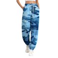 thumbnail image 1 of Womens Camo Sweatpants Drawstring High Waisted Workout Trousers Maple Leaf Print Active Joggers Pants Wide Leg Lounge Pants with Pockets cyan Large, 1 of 6