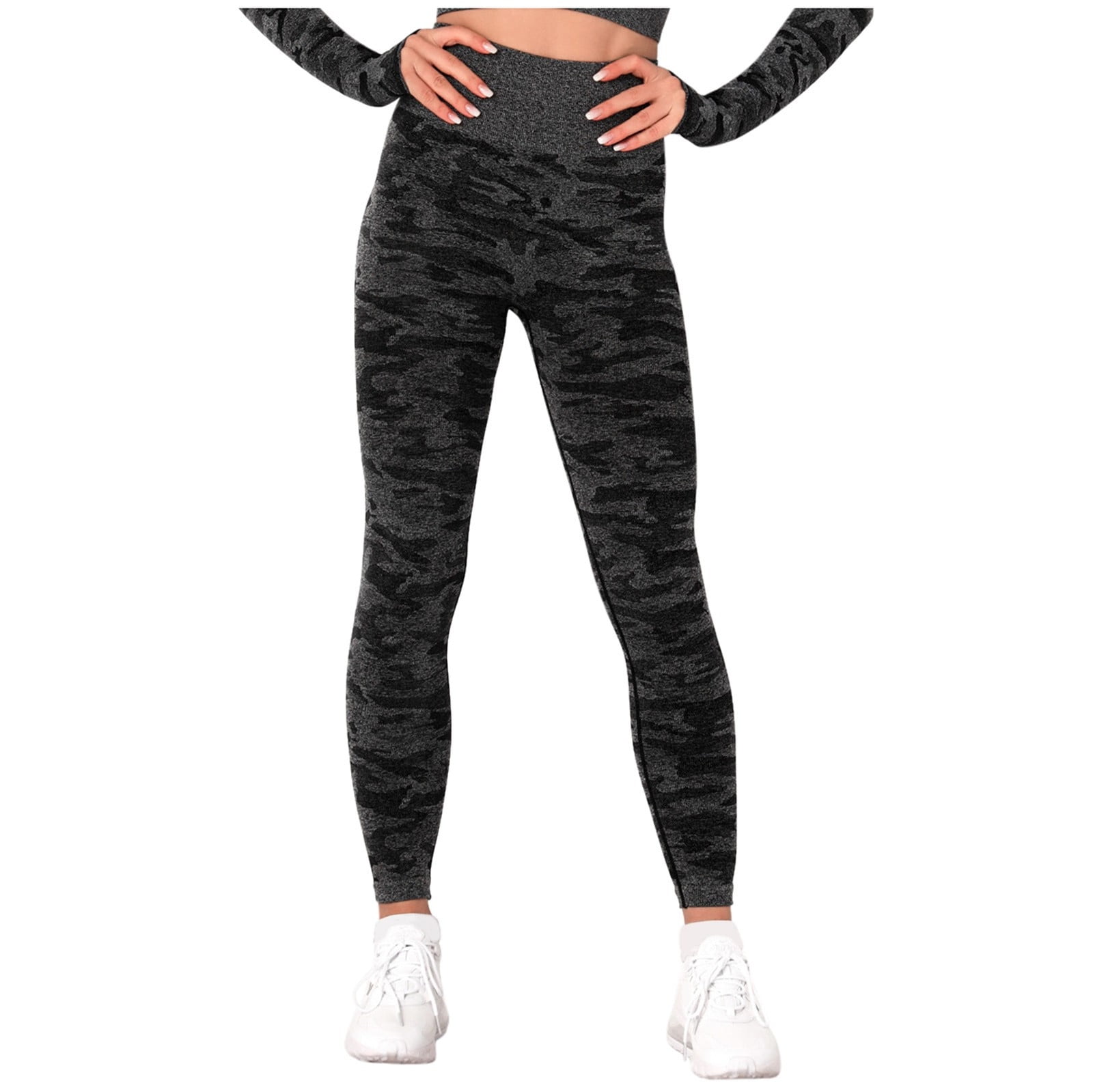 Womens Camo Workout Yoga Leggings High Waisted Nylon Stretch Jeggings Sweat  Pants Tummy Control Cozy Sports Outfits 