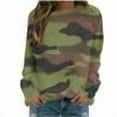 thumbnail image 1 of Womens Camouflage printed Sweatshirt Long Sleeve Casual Crewneck Pullover Hoodless Sweatshirts, 1 of 5