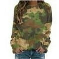 thumbnail image 1 of Womens Camouflage printed Sweatshirt Long Sleeve Casual Crewneck Pullover Hoodless Sweatshirts, 1 of 5