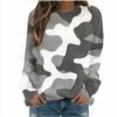 Womens Camouflage printed Sweatshirt Long Sleeve Casual Crewneck Pullover Hoodless Sweatshirts