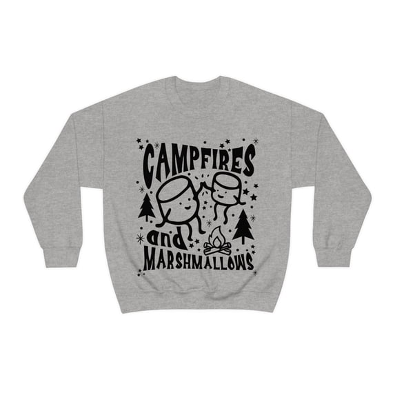 Womens Campfires and Marshmallows Funny Camping Sweatshirt Vintage Shirt