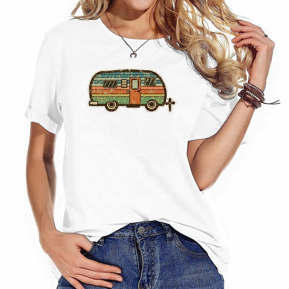 Womens Camping Is My Favorite Season Funny Camper Women Birthday Gifts Shirt White M