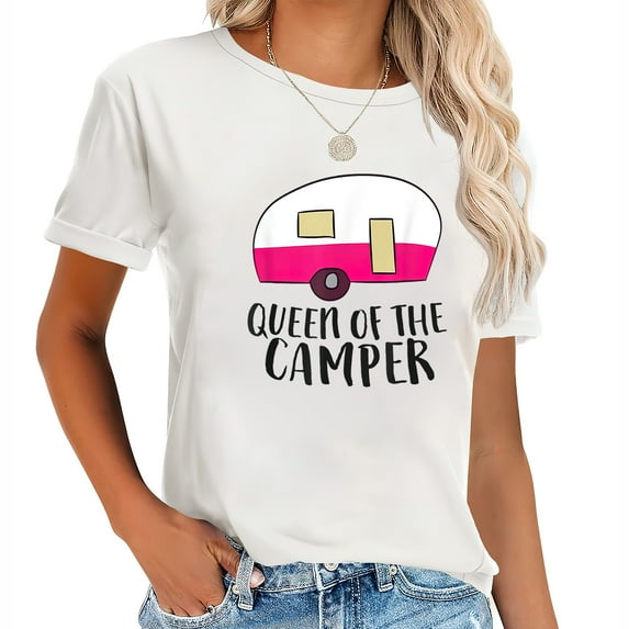 Womens Camping Queen Of The Camper RV Camper Mom Camper Queen T-Shirt