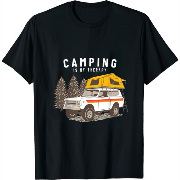 Womens Camping Travel Vacation-Camping Is My Therapy Outdoors Quote T-Shirt