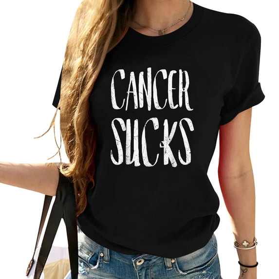 Womens Cancer Sucks Funny Breast Cancer Awareness T Shirt Black