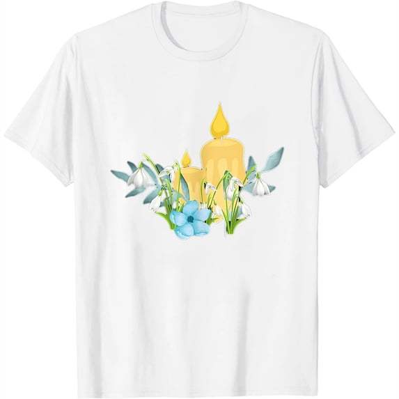 Womens Candlemas Day Christian Spring Religious Candle T Shirt White Medium