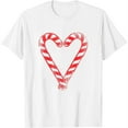thumbnail image 1 of Womens Candy Cane Heart Christmas Vintage Graphic T-Shirt White Small, 1 of 5