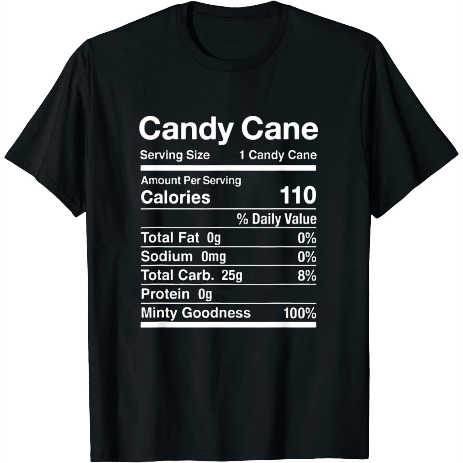 Womens Candy Cane Nutrition Facts Christmas Matching TShirt Black 4X