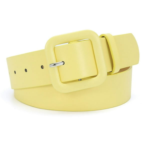Womens Candy Color PU Leather Belt Wide Square Elastic Belt> Waistband C6T5