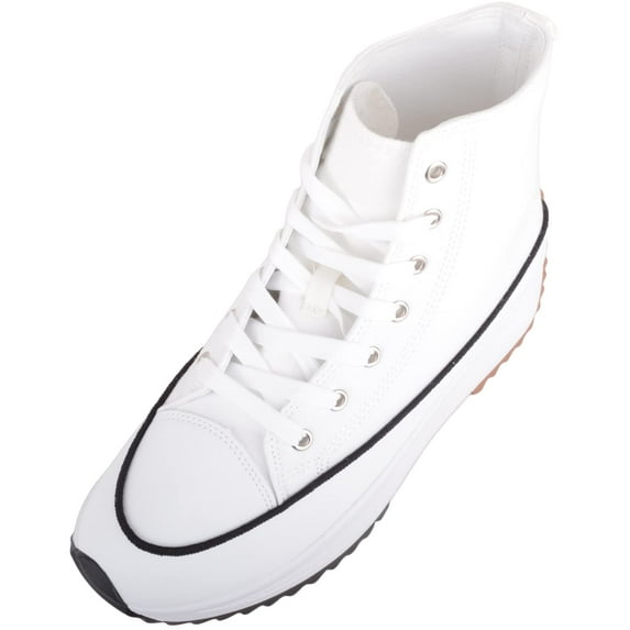 Womens Canvas Chunky Sole High Top Trainers Sneakers - White - US 10