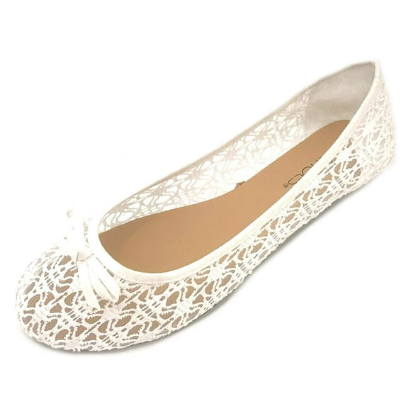 Womens Canvas Crochet Slip on Shoes Flats 5 Colors 5060 White 9/10
