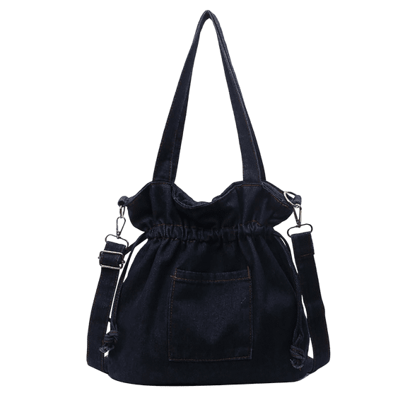 Womens Canvas Shoulder Bags Denim Bucket Multi-Functional Crossbody Tote Large Purse Handbags Top Handle Satchel with Drawstring