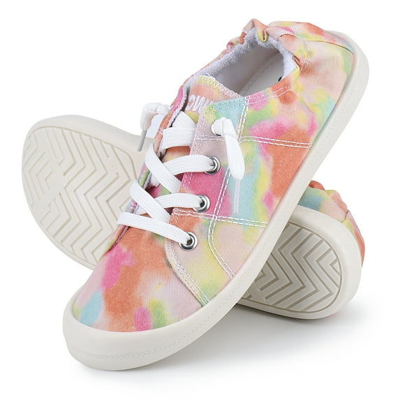 Womens Canvas Sneakers Flat Shoes Low Tops Slip Ons Classic Tennis Walking Shoes