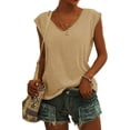 thumbnail image 1 of Womens' Cap Sleeve Casual Loose Fit Basic Shirts Tank Tops, 1 of 7