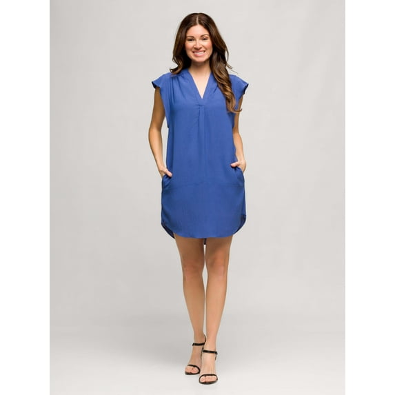 Womens Cap Sleeve Pocket Dress