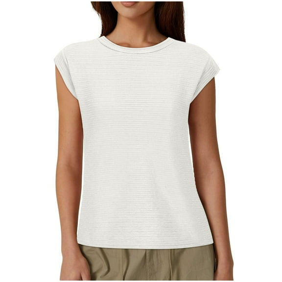 Womens Cap Sleeve Summer Tops Business Casual T Shirts Dressy Spring Fashion Outfits Cute Trendy Clothes 2025