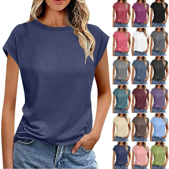 Womens Cap Sleeve Summer Tops Business Casual T Shirts Dressy Spring Fashion Outfits Cute Trendy Clothes 2025