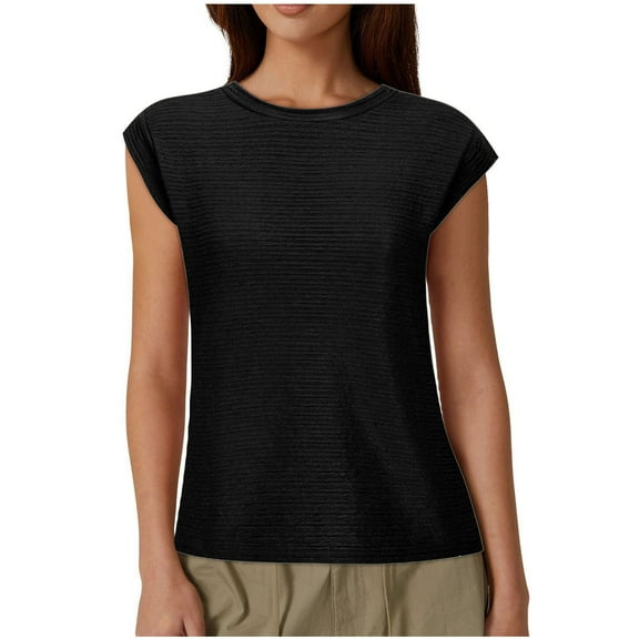 Womens Cap Sleeve Summer Tops Business Casual T Shirts Dressy Spring Fashion Outfits Cute Trendy Clothes 2025