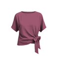 thumbnail image 1 of Womens Cap Sleeve T Shirts 2026 Tie Waist Wrap Tops Crew Neck Short Sleeve Blouses Dressy Casual Tunics Loose Fit Work Business Outfits Lightweight Going Out Tops 2026 Fall Outfits(Light Violet,M), 1 of 7