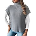thumbnail image 1 of Womens Cap Sleeves Sweater Vest Turtle-Neck Ribbed Knit Tank Tops Basic Slim Fit Top Grey One size, 1 of 9