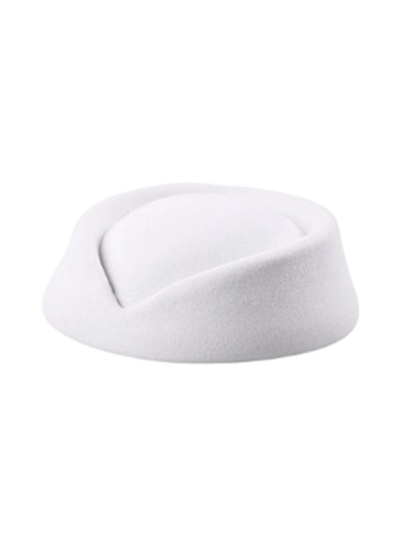 Womens Cap Stewardess Pillbox Hat Teardrop Fascinator Base Sweet Design White One Size