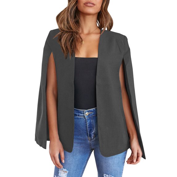 Womens Cape Open Front Split Sleeve Bussiness Blazer Coat