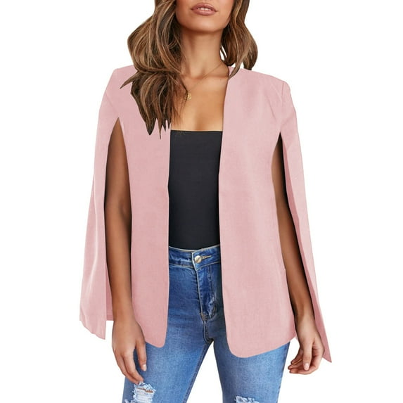 Womens Cape Open Front Split Sleeve Bussiness Blazer Coat